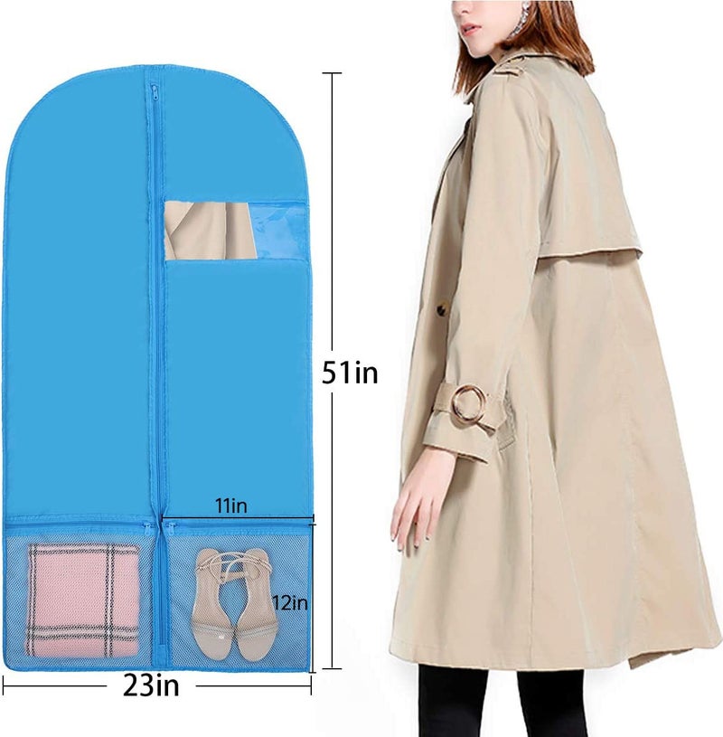 Kernorv Breathable Dust-Proof Garment Bags, Set of 5 Environmental Zipper Garment Bags for Dance Costumes, 51" Foldable Dance Garment Bags with Clear Window for Dance Dress, Storage or Travel - Image 1